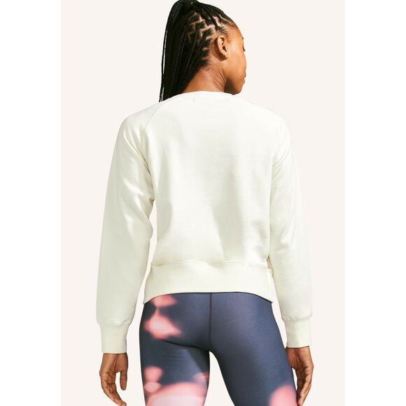 Peloton Cream Embroidered Crew Neck French Terry Pullover Sweatshirt Women Sz L - Picture 9 of 10